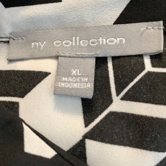 BUTTON TOP TUNIC COLOR BLOCK BLACK / WHITE XL NY COLLECTION LONG SLEEVE - Picture 7 of 9